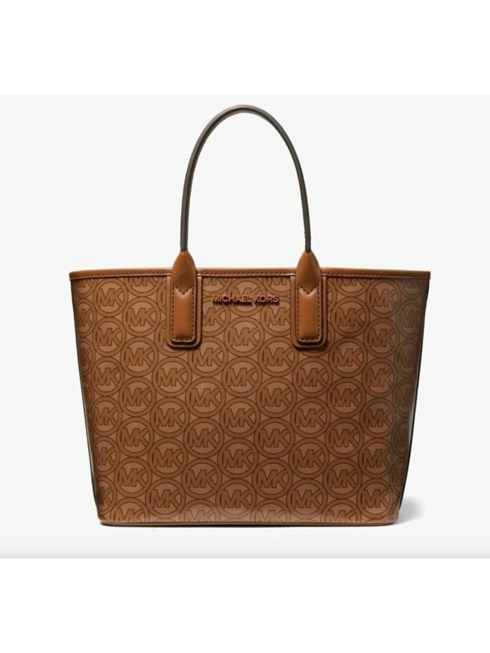 Michael Kors Jodie Small Logo Jacquard Tote Bag in Luggage Tan - Picture 1 of 10